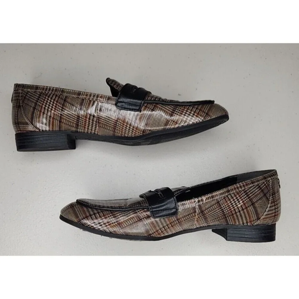 Circus Sam Edelman Hannon Plaid Slip On Penny Loafers Womens Size 7.5 EUC